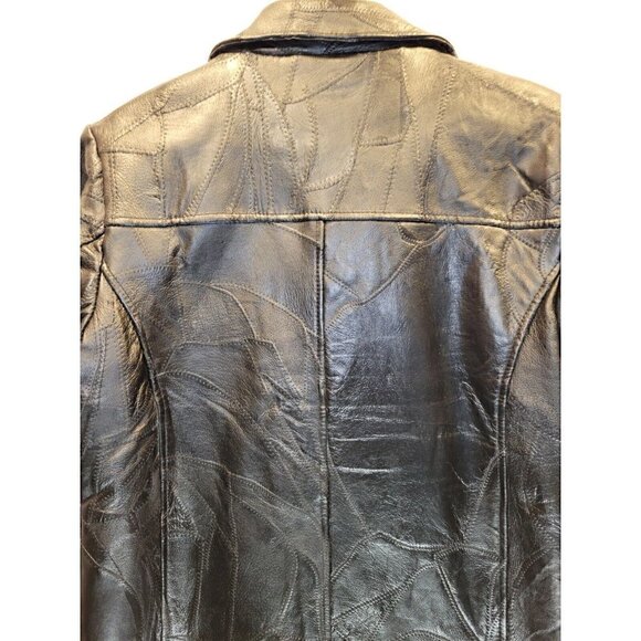 Vintage Black Leather Patchwork Blazer Womens Medium Leather and Soul - Picture 5 of 16